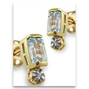 Swiss blue topaz diamond earrings